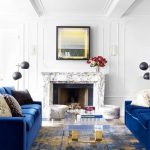 Modern living room ideas - sapphire blue sofas