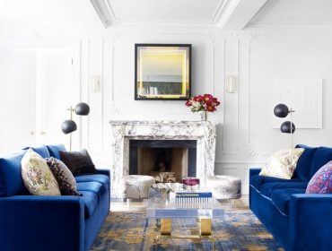 Modern living room ideas - sapphire blue sofas