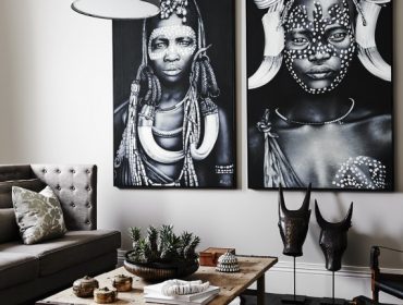 tribal prints on wall