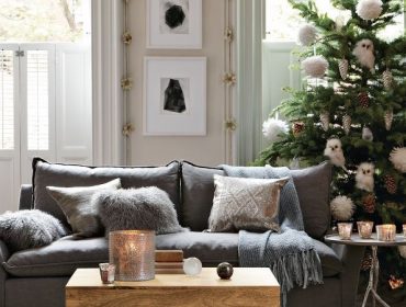 Christmas colours - grey, white and silver decorations