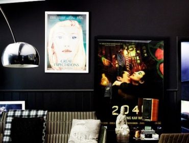Contemporary interior design styles - black with movie posters