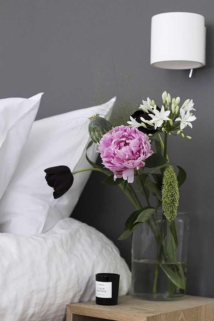 bedside flowering bedroom boudoir