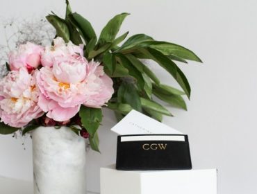 Mother's Day - pink flowers and black cardholder