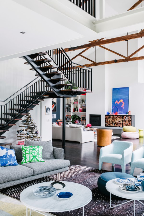 modern living room with staircase