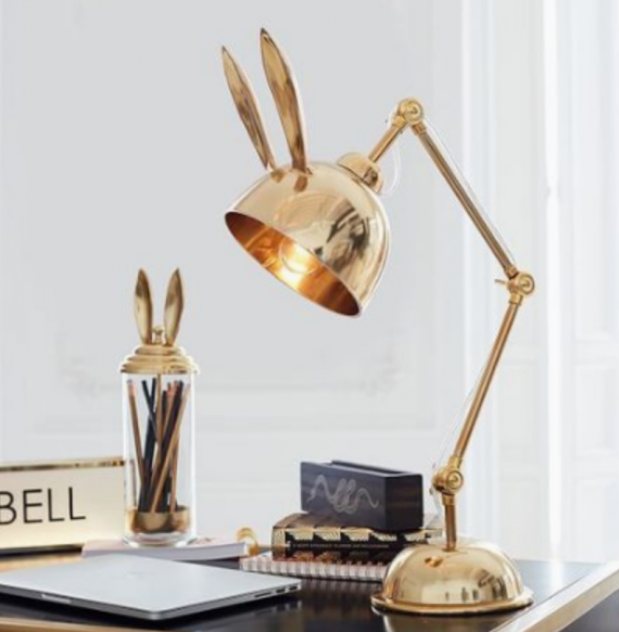 Office Interior Design - gold bunny ears table lamp