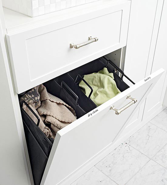 Small bathroom ideas - disguised organised laundry hamper