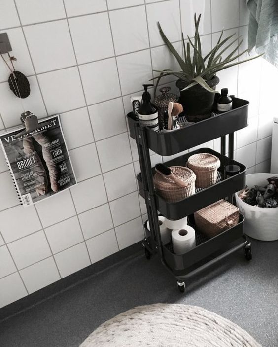 Small bathroom ideas - black bathroom caddy