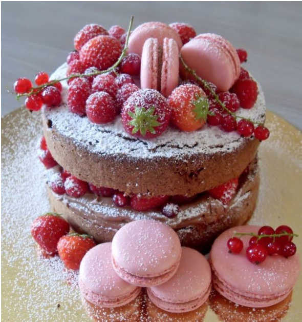 Queen's Birthday - pink strawberry macaroon cake
