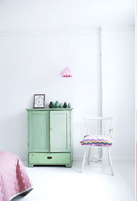 Small bedroom decorating ideas - mint vintage cupboard