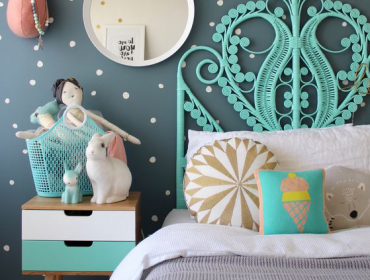 kids rooms mint green bed