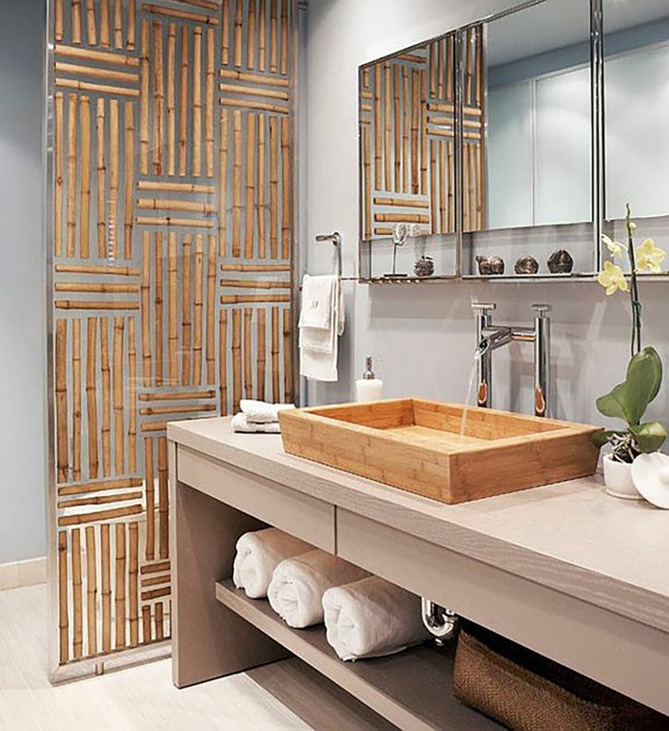 japandi bamboo feature bathroom