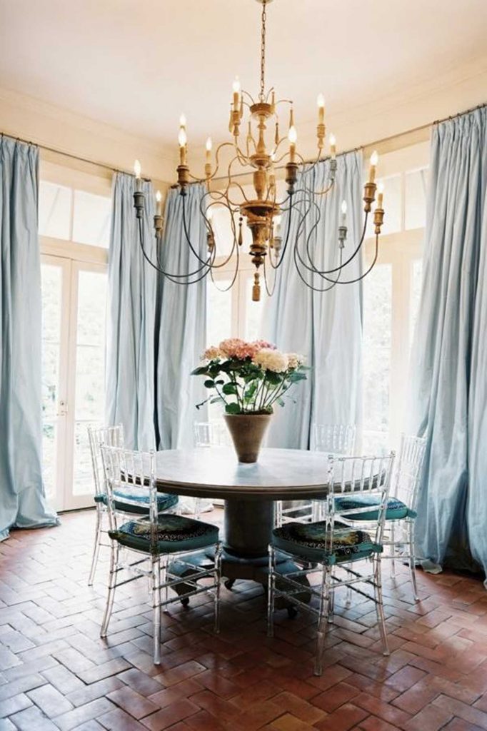 French accent style table with chandelier