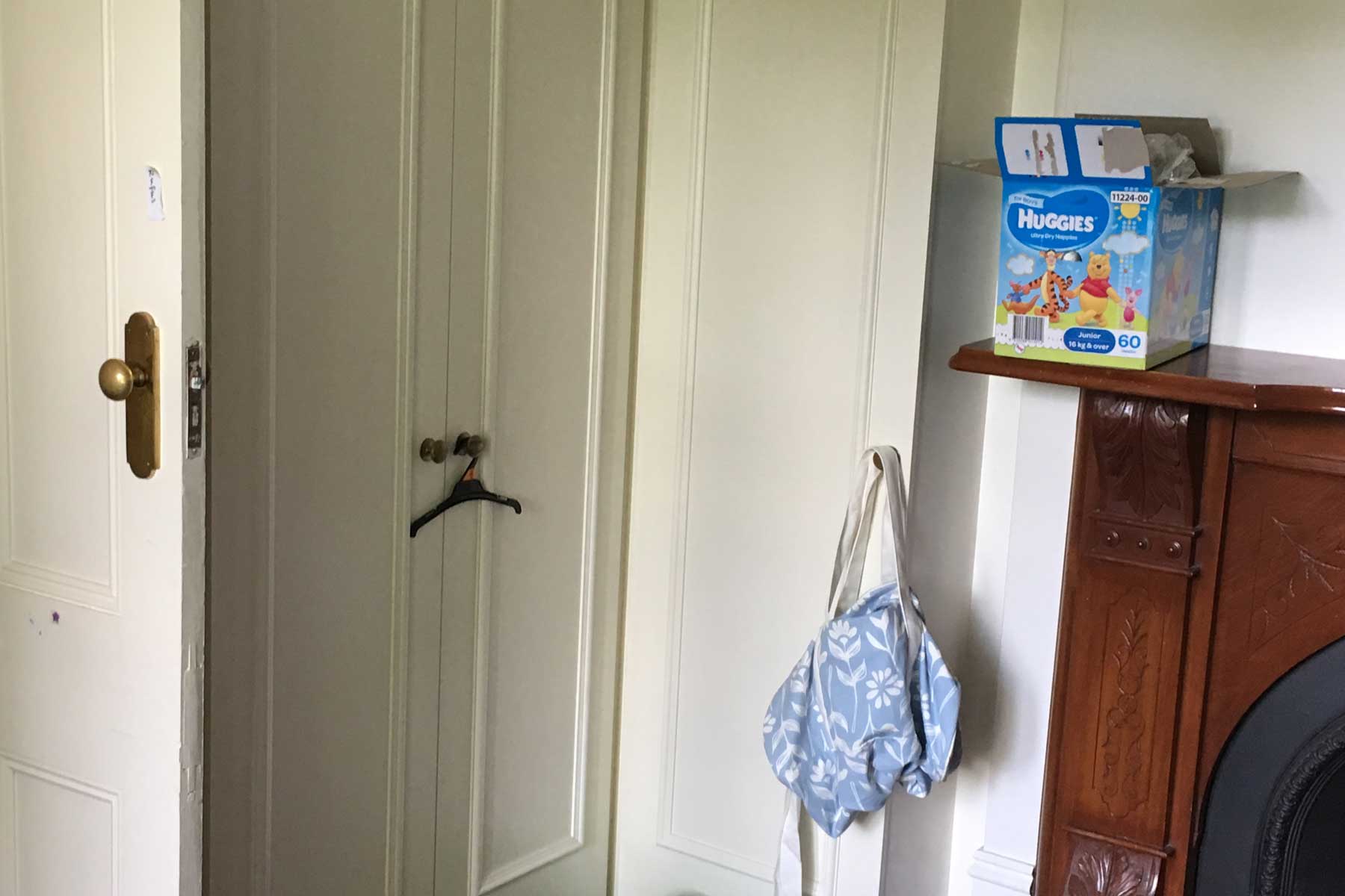 Lauras scandi home office - before - fireplace