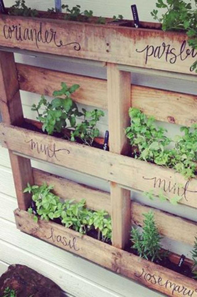 outdoor herb garden vertical crates