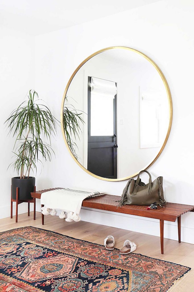 practical luxe design round gold mirror