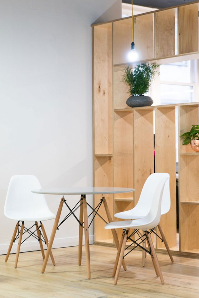 minimalist wooden dining room