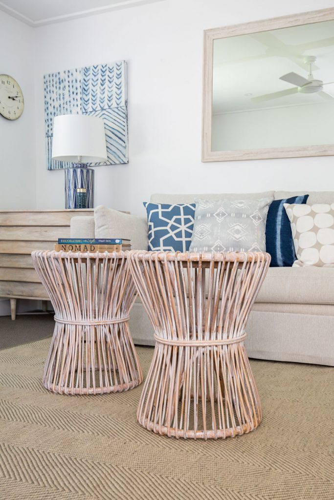wicker coffee table living space